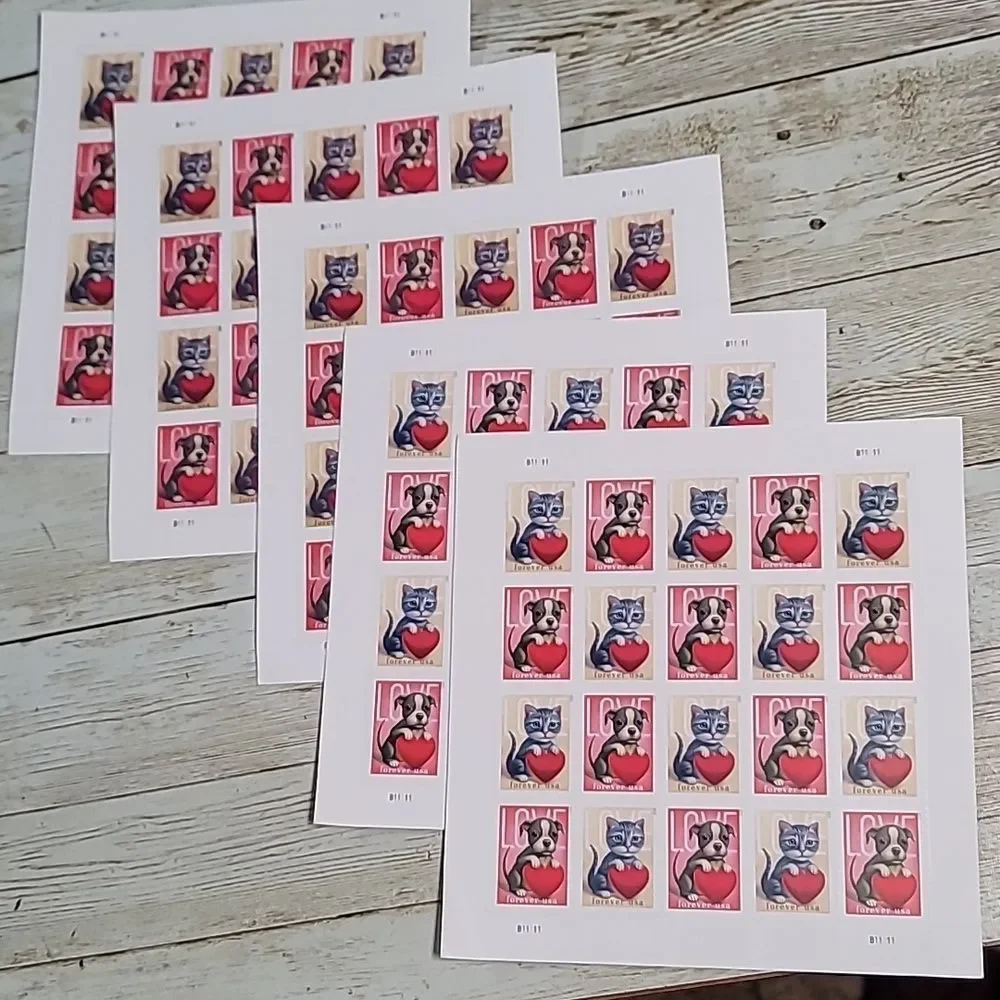 100 Forever 2023 Love Stamps Kitten Puppy First Class USPS‎ Postage Mail Dog Cat